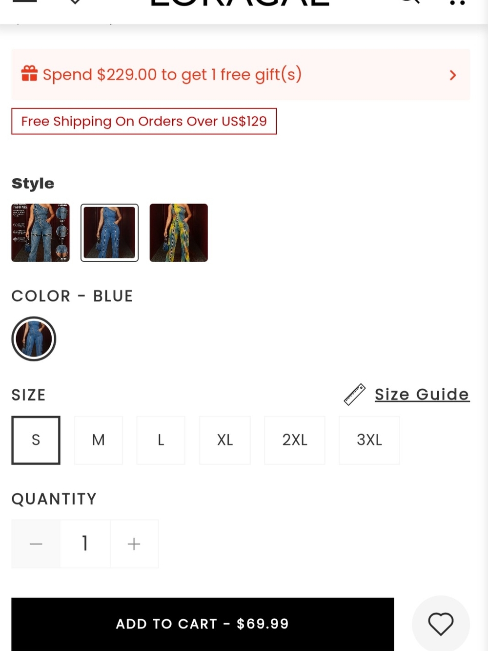 One-Shoulder Blue Denim Jumpsuit with Zip Detail - Picture 4 of 5
